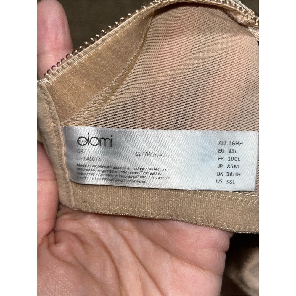 Elomi Cate Side Support Underwire Mesh Embroidered Satin Basic Hazel Bra 38L - Picture 8 of 8